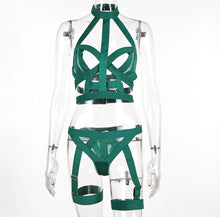 Load image into Gallery viewer, SIGNATURE 4-PIECE BONDAGE GARTER SET in GORGEOUS GREEN