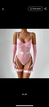 Load image into Gallery viewer, &#39;TAINTED LOVE&#39; GARTER BODYSUIT with GLOVES in PALE PURPLE