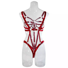 Load image into Gallery viewer, &#39;CRAZY IN LOVE&#39; BONDAGE BODYSUIT/OVERSUIT in DEEP RED