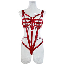 Load image into Gallery viewer, &#39;CRAZY IN LOVE&#39; BONDAGE BODYSUIT/OVERSUIT in DEEP RED